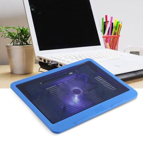 Laptop Cooling Pad, Portable Super Quiet Fans with Blue LEDs, Big Fan USB Powered Laptop Notebook Cooler Cooling Pad Stand for 14 inch or Below Laptop (Blue)