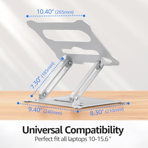 Adjustable Laptop Stand for Desk, 10-15.6“ Laptop Riser, Silver | Sturdy Aluminum Foldable Stand, Heat-Dissipation Design, Ergonomic Holder Fits MacBook/Dell/HP/Lenovo for Home/Office. - color: B-Silver
