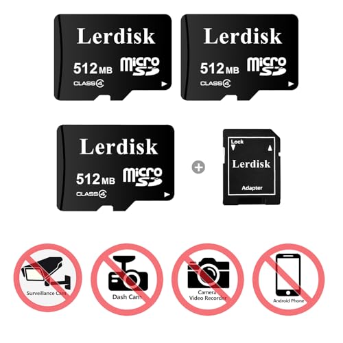 Factory Wholesale Micro SD Card 512MB (0.5GB) Pack of 3 in Bulk Low Capacity for MP3/Old Phones/Small Files Only -Not for Cameras/Dashcams/GB Devices - size: 512MB Class4