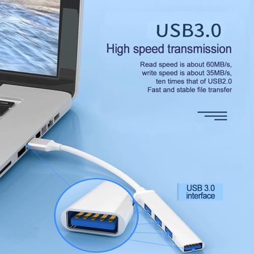 4-Port USB Hub 3.0, DUOYHIEL Portable Fast Data USB Hub Splitter for Laptop, USB Extender Compatible with Desktop, PC, MacBook, Keyborad iPad, Surface Pro, for Camera and More USB Devices