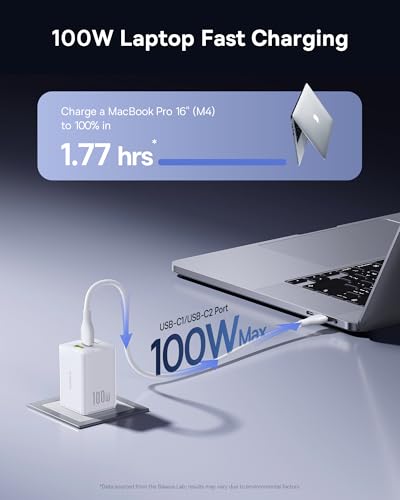 Baseus 100W USB C Charger Block, 3-Port Foldable Compact PPS Wall Charger, Fast Charging Power Adapter for MacBook Pro/Air, iPad, iPhone 17/16, Galaxy S24, Steam Deck & More (White) - style: 100W-White