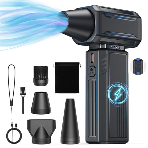 Compressed Air Duster,200000RPM Electric Duster,Stepless Speed Mini Air Blower,Replace Canned Air Duster,Cordless Rechargeable Jet Fan Blower for Keyboard Computer Car Cleaning Dry-Black - color: Black