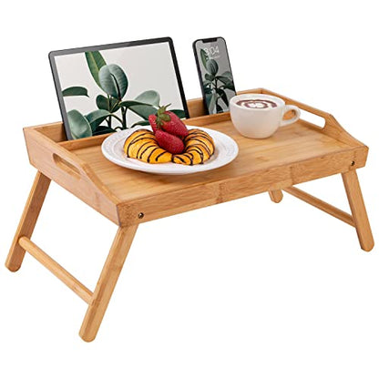 ROSSIE HOME Large Wood Bed Tray – Natural Bamboo, Fits 15.6” Laptops - color: Natural Bamboo, size: Large