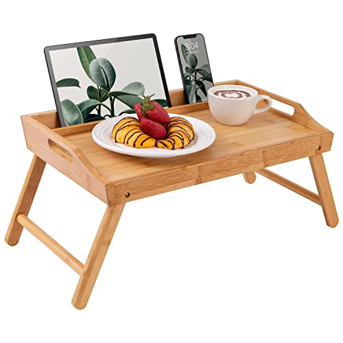 ROSSIE HOME Large Wood Bed Tray – Natural Bamboo, Fits 15.6” Laptops - color: Natural Bamboo, size: Large