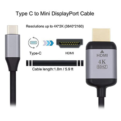 cablecc USB-C USB 3.1 Type C Source to HDMI HDTV Displays Male 4K Monitor Cable for Laptop 1.8m - style: USB-C to HDMI