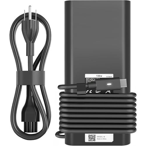 130W USB C Laptop Charger Compatible with Dell Precision 5570 5560 5550 5530 5760 5750 3560 Latitude 7410 7310 7210 9410 9510 5420 5520 5510 XPS 15 17 2in1 9575 9500 9700 Power Cord - color: Gloss Black3