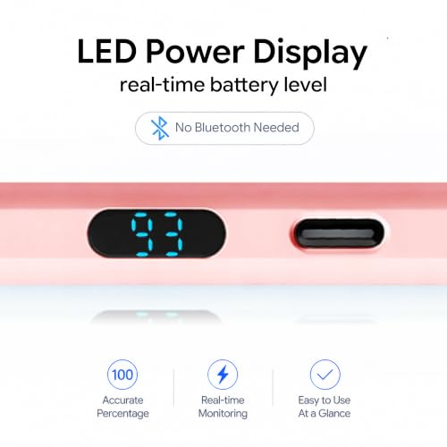 2-in-1 Dual Modes Stylus Pen with LED Power Display, Active Digital Pencil for iPad/iPhone/Android/Samsung Tablet Switch, Tilt Sensitivity for Drawing & Writing, Fast Charge, No Bluetooth (Pink) - color: Pink