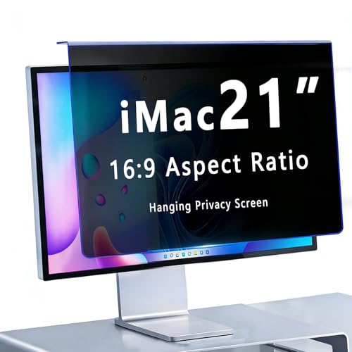 Hanging Privacy Screen Filter for iMac 21" 16:9 Widescreen Computer Monitor, Anti-Peep & Blue Light Blocking, ±30° Privacy Shield, Eye Protection for Office & Data Security (iMac 21"16:09 (537×330mm)) - size: iMac 21"16:09 (537×330mm)