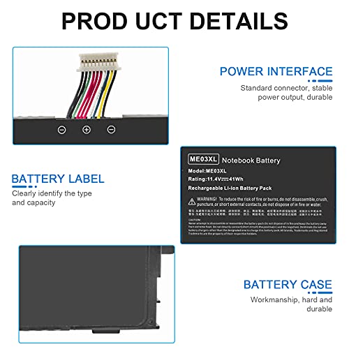 ME03 ME03XL Laptop Battery for HP Stream 11-D 13-C Series 13-c110nr 13-c010nr 13-c014tu 11-d010nr 11-d020nr 11-d010wm 11-d011wm Notebook 787521-005 787089-541 TPN-Q154 TPN-Q155 TPN-Q156 HSTNN-UB6M - size: 10.59*3.04*0.24inch
