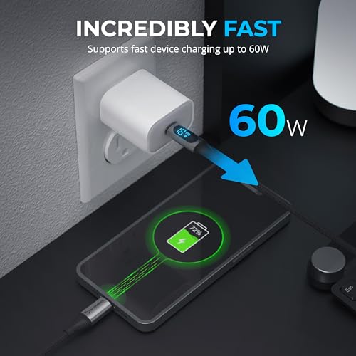 SABRENT USB-C to Lightning Cable with Smart Display, 1M/3.3FT Long, Apple MFI Certified, 60W Charging and 480Mbps Data Transfer Speeds, for Phones, iPads, iPods, MacBooks (CB-C2L1) - size: 1 Meter, style: USB-C to Lightning