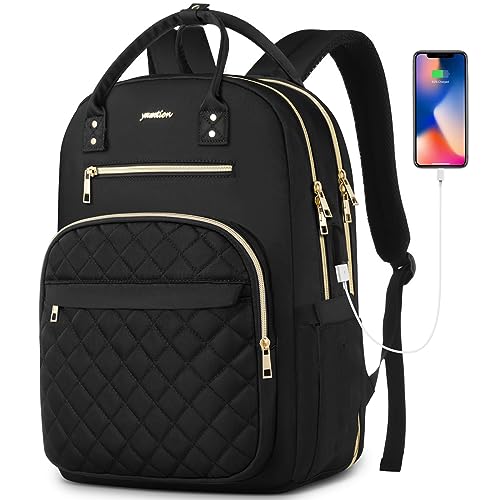 YAMTION 17 Inch Backpack for Women and Teen Girls,School Backpack TSA Laptop Bookbag with USB for College University Students Business Office Work Travel - color: Black, size: 17.3 inch
