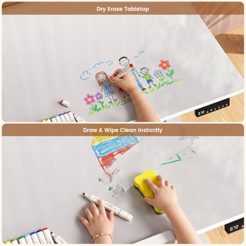 SEDETA 47x24'' Foldable Electric Standing Dry Erase Board Desk with Wheels | 180° Tiltable Mobile Rising Computer Desk Height Adjustable for Drawing/Writing/Gaming/Study/Home Office/Small Space - color: Dry Erase Board, size: 47 x 24 Inches