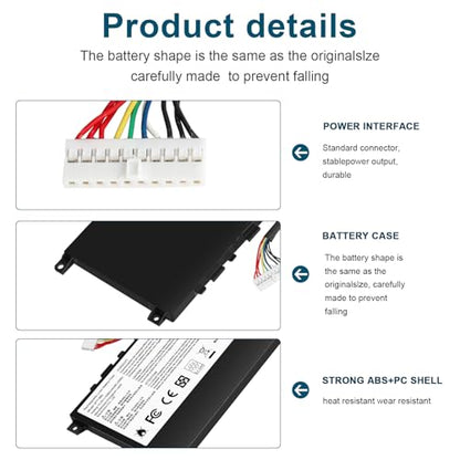 TREE.NB BTY-M6L Laptop Battery Replacement for MSI GS65 Stealth Thin for MSL GS75 Stealth Thin for MSI GS60 6QE-054US Series for MSI P65 Creator 8RD-021 8SF 9SE Series - size: 13.19x3.23x0.28inch BTY-M6L