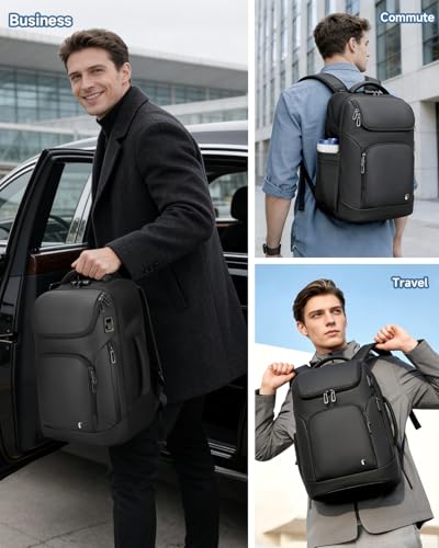 Laptop Backpack for Men, RFID Anti-Theft 16 Inch Professional Business Work Backpack with Dual Charging Ports & Dry-Wet Pocket, Ideal for Travel, Commute, College, Black