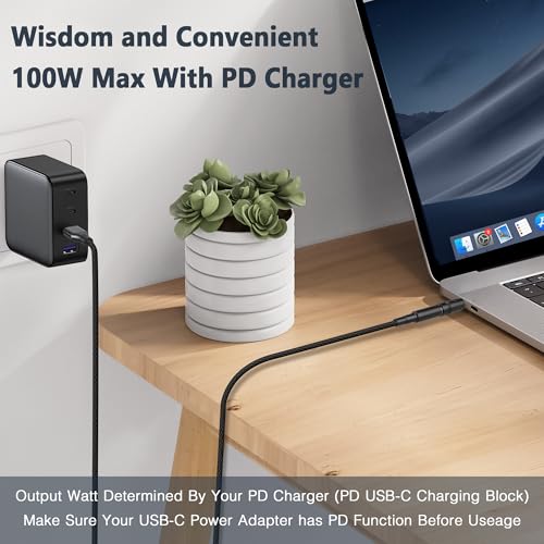 USB C to DC Adapter,Universal Charger Supply 100W PD Power Cable & 5.5x2.1mm Round Barrel Jack,with 10PCS Power Plug Kit,for Toshiba Samsung Acer Asus Lenovo Dell HP Laptop Charging Connector