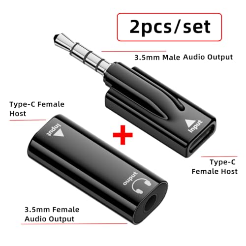 CY 2pcs/lot Type-C USB-C Female to 3.5mm Male & Female Audio AUX & MIC Sound Card 16bit 48kHz Adapter Compatible with Laptop Tablet Phone - style: USB-C to DAC 3.5mm M+F 2pcs