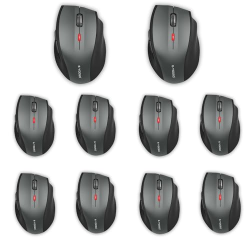 E-YOOSO Wireless Mouse for Laptop, Portable Optical Computer Mouse, 6 Buttons, Cordless 2.4GHz with USB Receiver, 5-Level 4800 DPI, 18 Months Battery Life for PC Chromebook Windows Mac - color: Gray-10PCS