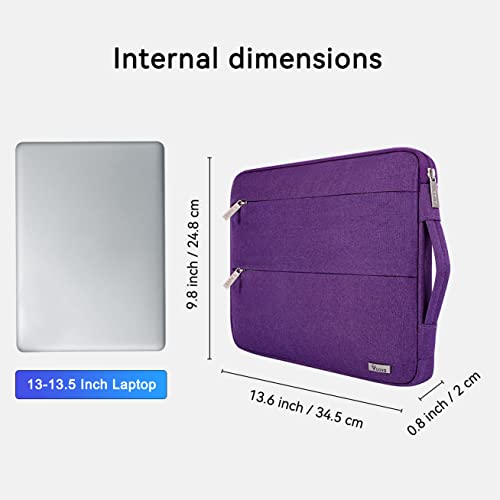 Voova 13 13.6 Inch Laptop Sleeve Case Compatible with MacBook Air 13 M1/M2/M3/M4 2020-2025, MacBook Pro 13/14, IPad Air/Pro 13, Waterproof Slim Computer Bag Cover with Handle, Purple - color: Purple, size: 12.6-13.6 Inch