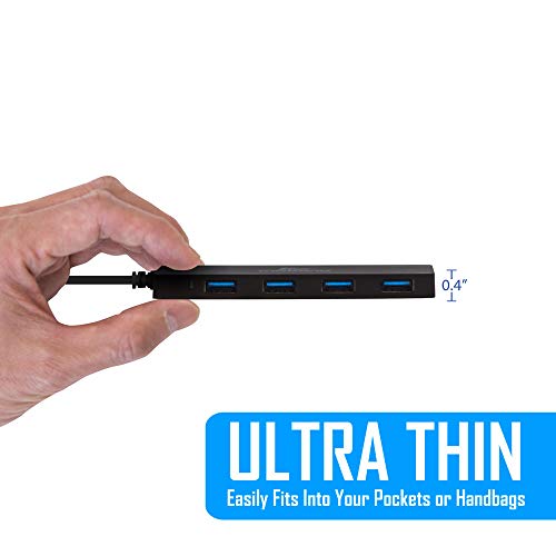 Kingwin USB Hub 4 Port USB 3.0 Data Hub for Mobile SSD, MacBook, Mac Pro/ Mini, iMac, Chromebook, Surface Pro, USB Flash Drives, Notebook PC, XPS, and More [Ultra Slim] - style: USB 3.0