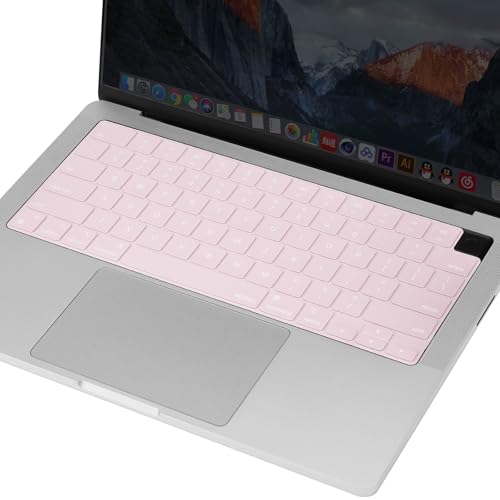 MOSISO Keyboard Cover with Solid Texture, Laptop keyboard Cover | Compatible with MacBook Air 15 inch M3 A3114 M2 A2941/Air 13.6 A3113 A2681/Pro 14/16 M4 M3 M2 M1 - color: Chalk Pink