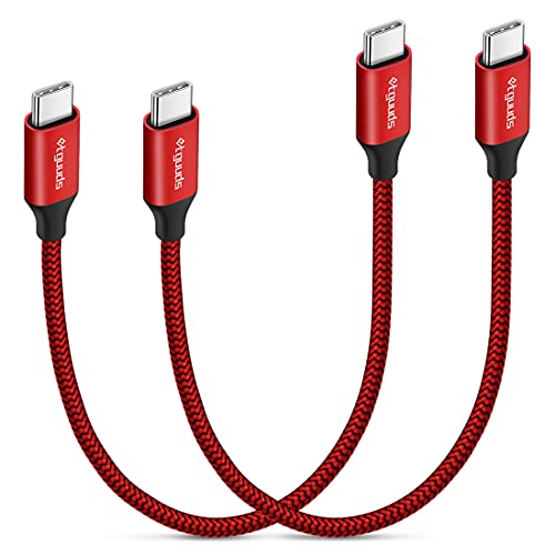 etguuds USB C to USB C Cable 1ft, 2-Pack 60W USBC to USBC Cord, Type C to C Charger Cable Fast Charging for iPhone 17 16 15 Pro Max Plus Air, Samsung Galaxy S25 S24 S23, for MacBook/iPad, Pixel - color: Red, size: 1ft