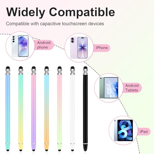 LIBERRWAY 7Pcs Stylus Pens, 2 in 1 Stylus for iPads, iPhones, Android Tablets, Samsung All Universal Touchscreen Devices - style: 7 Pack