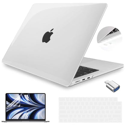Teryeefi MacBook Air 13.6 Inch Case M5 2022 2023 2024 2025 2026 Model: A2681/A3113/A3240/A3449, Hard Shell Cover & Keyboard Cover & USB 3.0 Adapter for New MacBook Air 13 M4 M3 M2, Crystal Clear - color: Crystal Clear