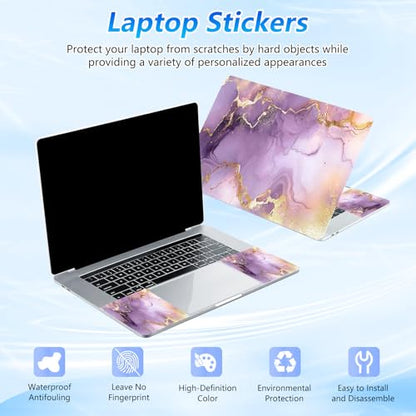 Universal Laptop Skin Sticker Decal with 2 Wrist Pad Skins, Waterproof Scratch Vinyl Cover for 11–15.6 Inch MacBook, HP, Dell, Lenovo, Cutable & Reusable,Luxury Marble Fluid Print - color: Luxury Marble Fluid Print