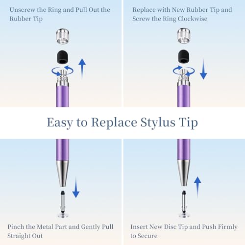 ChaoQ 2-in-1 Stylus Pen for Touchscreen, 6pcs High Sensitivity and Precision Stylus Pens for iPad iPhone Android Suitable for All Touch Screens (Purple) - color: 6 Purple