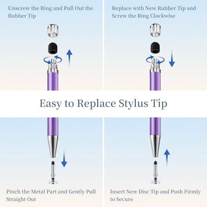ChaoQ 2-in-1 Stylus Pen for Touchscreen, 6pcs High Sensitivity and Precision Stylus Pens for iPad iPhone Android Suitable for All Touch Screens (Purple) - color: 6 Purple