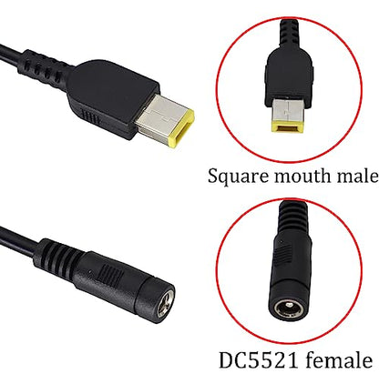DC 5.5mmx2.1mm to Square Interface Plug Converter DC5.5mm x2.1mm to Square tip Power Converter Cable Laptop Power Adapter Compatible for Le-no-vo Think-Pad I-B-M [2pack-5521] - color: DC5521F