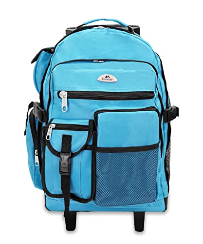 Everest Deluxe Wheeled Backpack, Turquoise, One Size - color: Turquoise