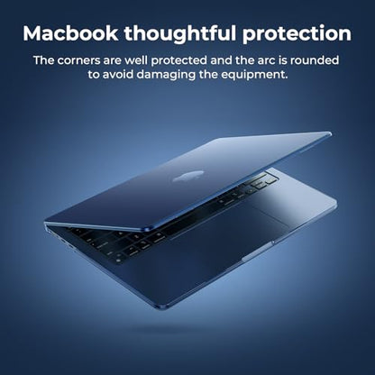 EooCoo Case for MacBook Air 15 inch M5 M4 M3 M2 2026-2023, Crystal Midnight | Easy to Install, Sturdy, Plastic Hard Shell Case & Keyboard Cover & Screen Protector, Model: A3448 A3241 A3114 A2941 - color: Crystal Midnight