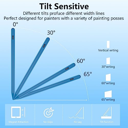 TaIYanG iPad Stylus Pen for iPad 2018-2026, Palm Rejection, Fast Charging | Tilt Sensitivity, for iPad Pencil A16 /10/9/8/7/6, Pro 11/13" (M5/M4),Air M4/M3/M2/5th/4th, Pro 11/12.9", Mini 6/5, Blue - color: Blue