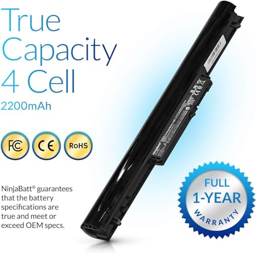 NinjaBatt Battery for HP VK04 695192-001 15-B142DX 14-B109WM 15-B129WM | Fits HSTNN-YB4D 694864-851 14-C050NR 15-B119WM 14-B120DX 15-B123CL 14-B015DX 14-B019US – 4 cells 2200mAh 32Wh 14.4V - size: HP VK04
