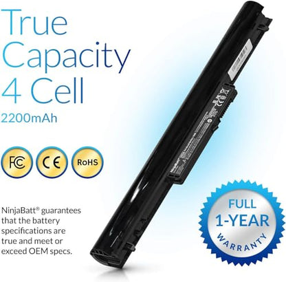 NinjaBatt Battery for HP VK04 695192-001 15-B142DX 14-B109WM 15-B129WM | Fits HSTNN-YB4D 694864-851 14-C050NR 15-B119WM 14-B120DX 15-B123CL 14-B015DX 14-B019US – 4 cells 2200mAh 32Wh 14.4V - size: HP VK04