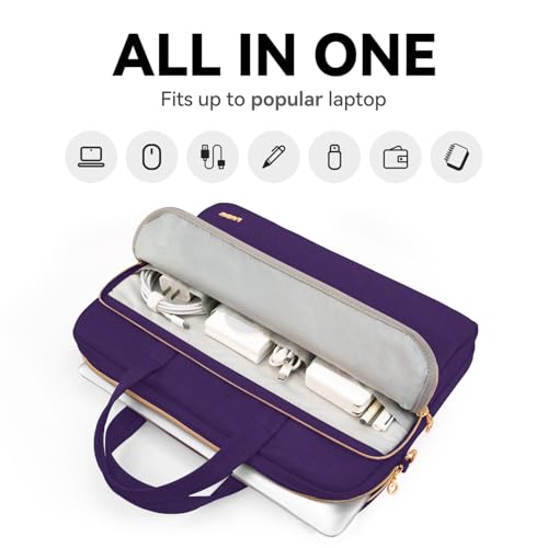 Laptop Case Bag Women Men Computer Sleeve Compatible with MacBook/Dell/HP/Acer/ASUS, Waterproof Shoulder Carrying Briefcase, Violet, 14-14.5 Inch - color: Violet, size: 14 inch