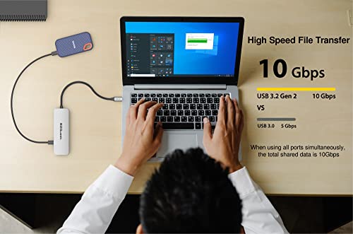 USB C Hub Docking Station 7 in 1 with 3 Gen 2 10Gbs Ports, 3 USB A 3.0 Ports, 1 USB C Power Delivery 3.0 with 5Gbs Data, Compatible with MacBook/Dell/HP/Lenovo Laptops - style: 7-in-1