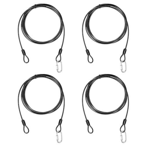 PATIKIL Security Cable Lock (1/8" Dia 6.6ft, Black)(4 Set) Vinyl Coated 304 Stainless Steel Double Loop Flexible Wire Rope Safety Cable with Quick Links Locking Connectors - color: Black, size: 6.6ft x 1/8"