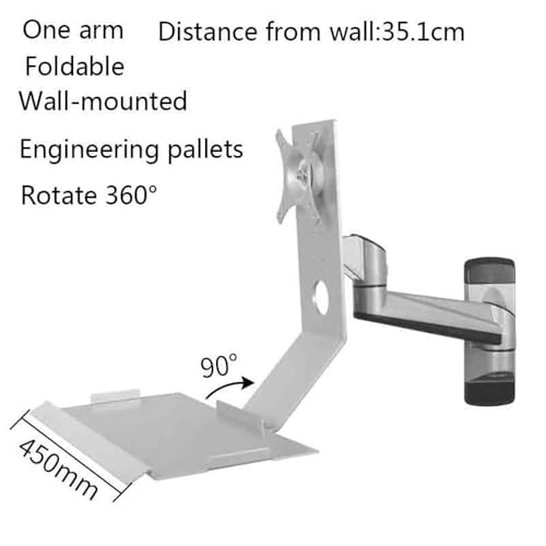 Monitor Stand Silver Single Arm Monitor Stand Foldable 90°Wall Mount with Engineered Tray Monitor Stand Desk arm