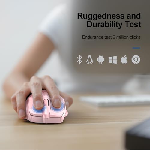 TECKNET Wireless Mouse (2.4G & BT5.0/3.0) Silent 4800 DPI Computer USB A & Bluetooth Mouse 6 Buttons, Wide Compatibility - Pink - color: Pink