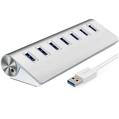 USB Hub,Aluminum 7-Port Compact Portable Super Speed USB 3.0 Data Hub for iMac MacBook PC Laptop