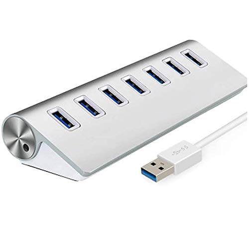 USB Hub,Aluminum 7-Port Compact Portable Super Speed USB 3.0 Data Hub for iMac MacBook PC Laptop