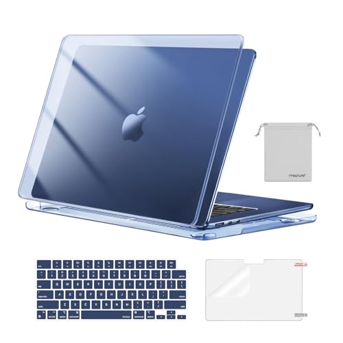 MOSISO Compatible with MacBook Air 15 inch Case M5 2026 M4 M3 M2 2025-2023 | A3448 A3241 A3114 A2941, Scratch-Resistant Protective Hard Shell Case&Keyboard Cover&ScreenFilm&Pouch, Crystal Midnight - color: Crystal Midnight