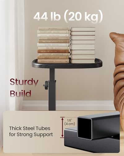 VASAGLE C Side Table Adjustable Height, Couch Sofa Table, End Table, TV Tray for Small Spaces, 11.8 x 15.7 x 27.2 Inches, for Living Room, Bedroom, Ink Black ULET363B101 - color: Ink Black