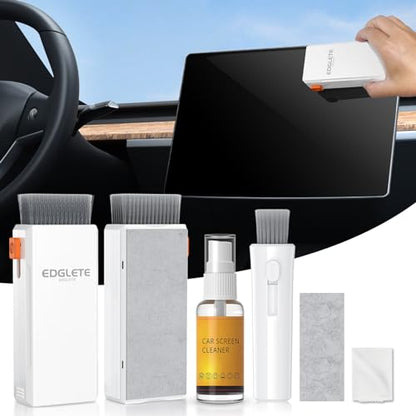 Edglete Car Screen Cleaner Spray and Wipe, Car Interior Detailing Kit | Screen Cleaning Tool for Touchscreen Display Dashboard, Car Detailing Brush for Tesla Jeep BMW Honda Benz Chevy