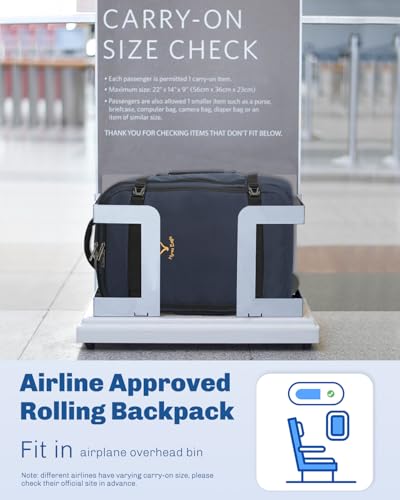 Hynes Eagle Rolling Backpack 42L Backpack with Wheels Airline Approved Carry on Luggage Laptop Travel Suitcase Bag for Women Men Dark Blue - color: Dark Blue