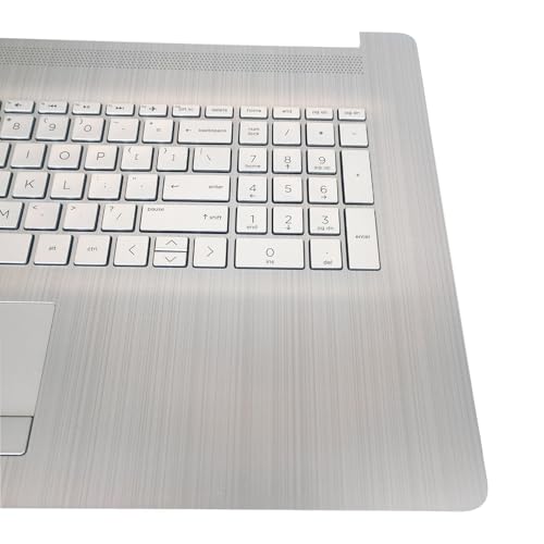 Replacement Upper Case Palmrest for HP 17-by 17T-by 17-CA 17Z-CA 17t-by400 17-by0026cy 17z-ca300 Series Laptop Backlight Keyboard Assembly with ODD Touchpad L92783-001 Natural Silver - size: 73H1 or 73H3 PTP function Touchpad