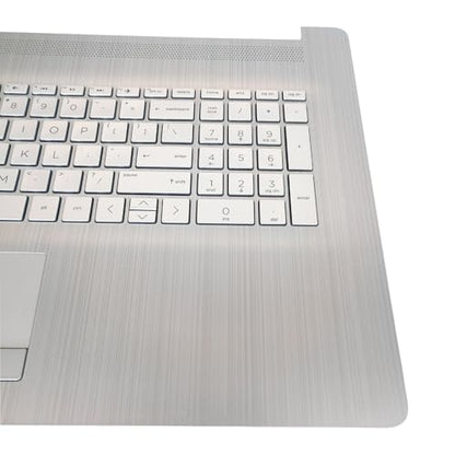 Replacement Upper Case Palmrest for HP 17-by 17T-by 17-CA 17Z-CA 17t-by400 17-by0026cy 17z-ca300 Series Laptop Backlight Keyboard Assembly with ODD Touchpad L92783-001 Natural Silver - size: 73H1 or 73H3 PTP function Touchpad