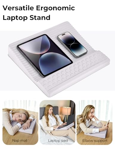 Adjustable Lap Desk with Wrist Rest, Reversible Laptop Stand | Cooling Grip Surface, Fits up to 17'' Laptop, Portable Lap Desk with Pillow Cushion, Computer Tray for Home Office, Mauve - color: Mauve